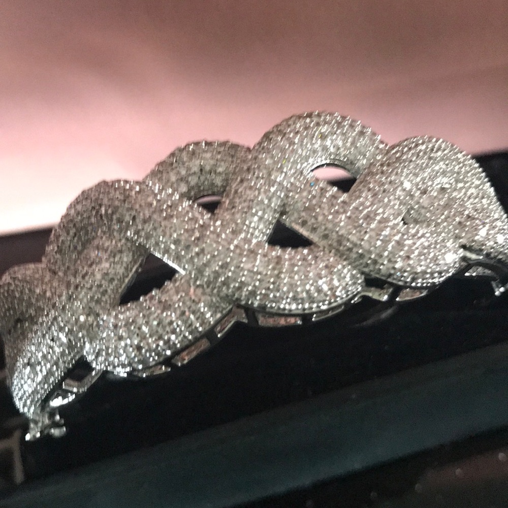 Lucia Braided Swirl Pave  Diamond Simulated Bangle - Picture 5 of 8